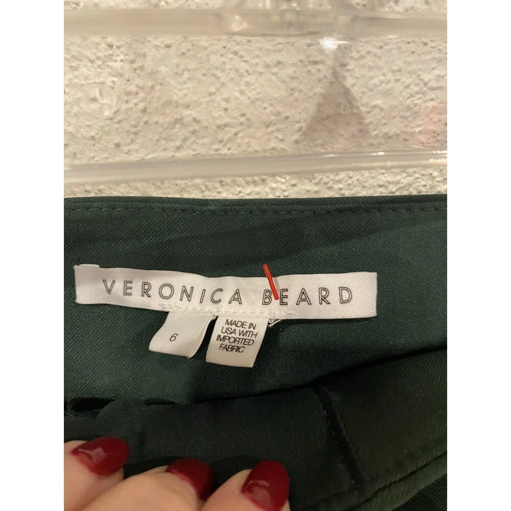 Veronica Beard Pants Womens 6 Green Twill Straight Leg Dress Work USA Trousers